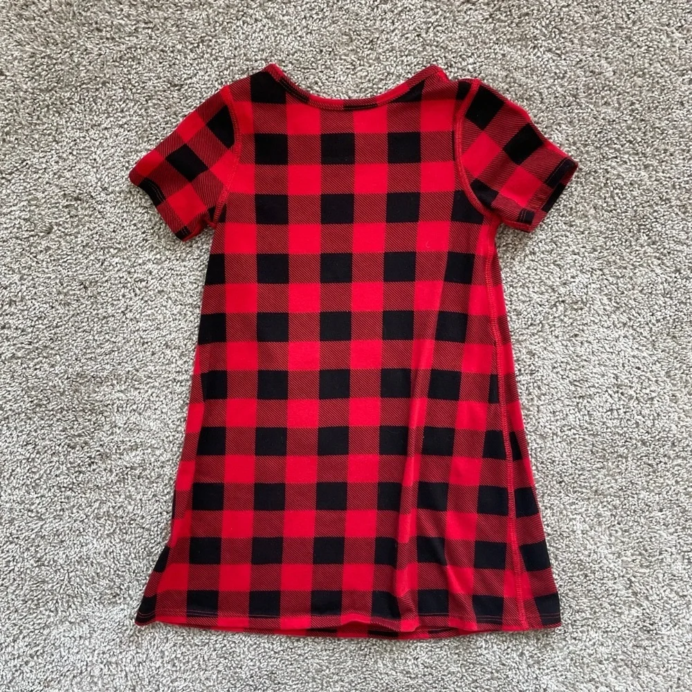 Cat & Jack Toddler Girls' Adaptive Short Sleeve Holiday Dress red plaid Size 5T - Picture 6 of 7